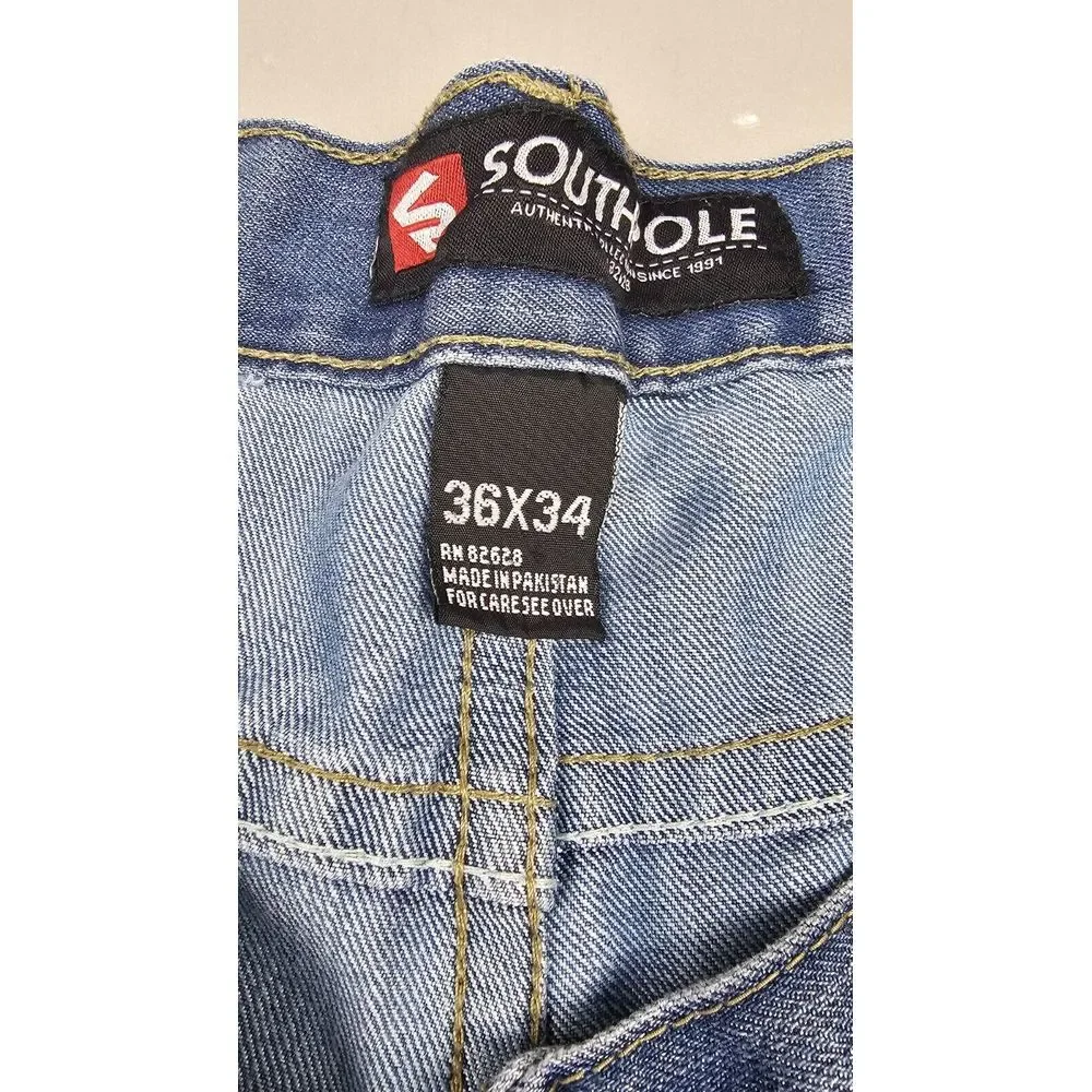 Southpole Jeans Mens 36x33. Y2k Hip-Hop‎ Blue Straight Leg Denim.